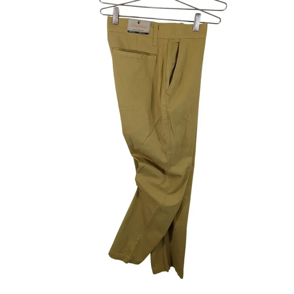 NWT! HALLSTATT/KOHL'S! PALE MUSTARD COTTON HIGH WAIST RELAXED PANTS! SZ 32 X 32